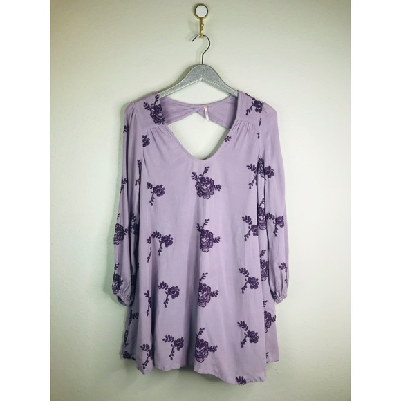 Free People Emma Embroidered Tunic Dress in Purple - Picture 2 of 6